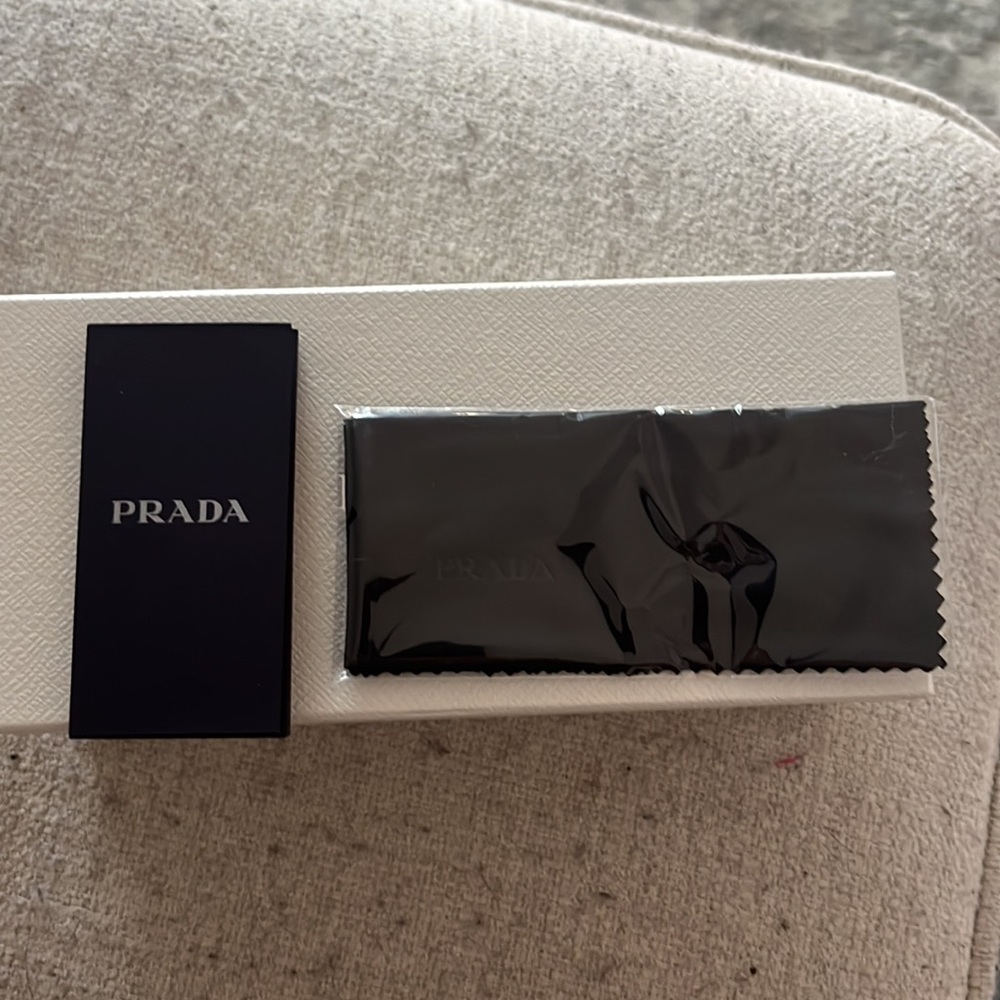 Prada White Rectangular Women’s Sunglasses with Black Lenses - Picture 5 of 5